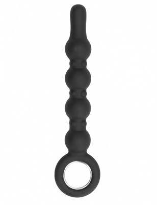 Чёрный анальный стимулятор No.59 Dildo With Metal Ring - 22,5 см. - фото 102442