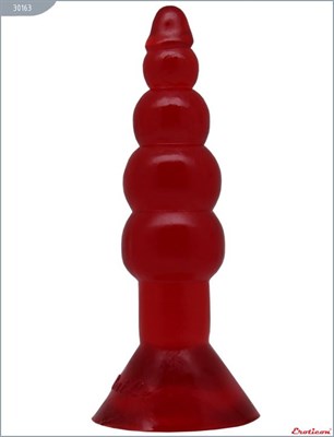 Красная гелевая анальная ёлочка - 17 см. - фото 109732