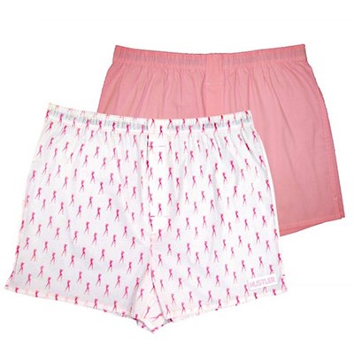 Комплект из 2 мужских трусов-шортов: розовые и белые с мелким рисунком - фото 64417
