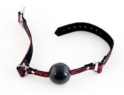 Чёрный кляп-шар с кружевным красным ремешком - фото 70466