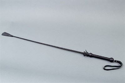 Витой короткий стек с кожаным наконечником в форме хлопушки - 70 см. - фото 70726