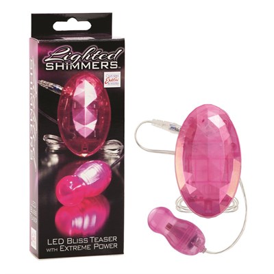 Розовая вибропулька с пультом-кристаллом и светодиодами Lighted Shimmers LED Bliss Teasers - фото 70948
