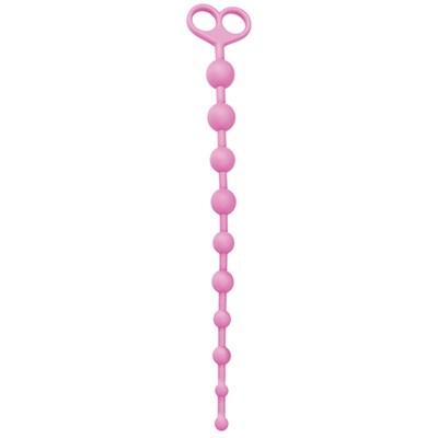 Розовая анальная цепочка из 10 звеньев ANAL JUGGLING BALL SILICONE - 33,6 см. - фото 76214
