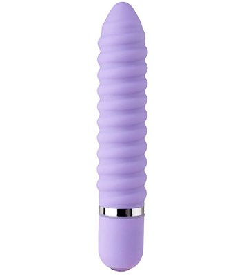 Фиолетовый ребристый мини-вибратор NEON WICKED WAND PURPLE - 11,4 см. - фото 78992