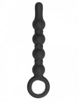 Чёрный анальный стимулятор No.59 Dildo With Metal Ring - 22,5 см.