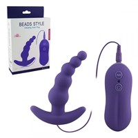 Фиолетовый вибростимулятор Beads Style для анальной стимуляции - 11 см.
