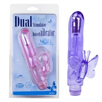 Фиолетовый вибростимулятор Dual Stimulator Butterfly  