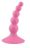 Розовый анальный стимулятор с шариками - 10 см.