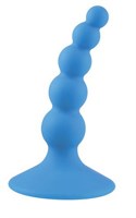 Голубой анальный стимулятор с шариками - 10 см.