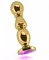 Золотистая фигурная анальная пробка с фиолетовым кристаллом - 14 см. - фото 80450